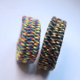 Dog Collar Woven Umbrella Rope Material (Option: Light Rainbow Left-35cm)