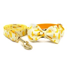 Tow Rope Collar Pet Supplies Gold Metal Buckle (Option: Yellow-Bow set-S)